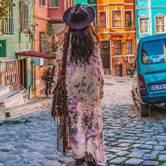 BOHO Chic Floral print Kimono CArdigan - Picture 4 of 6